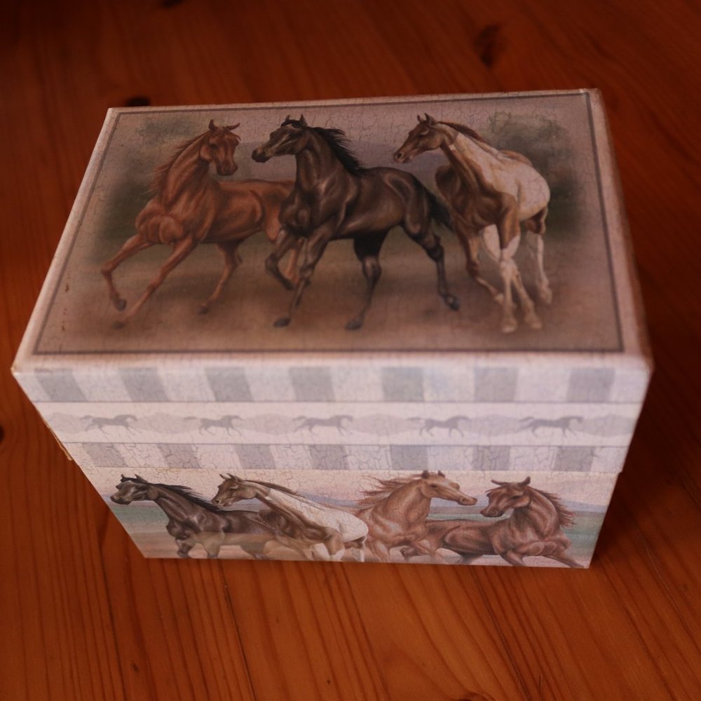Beautiful Horse Theimed Recipe Box with Recipe Cards Inside